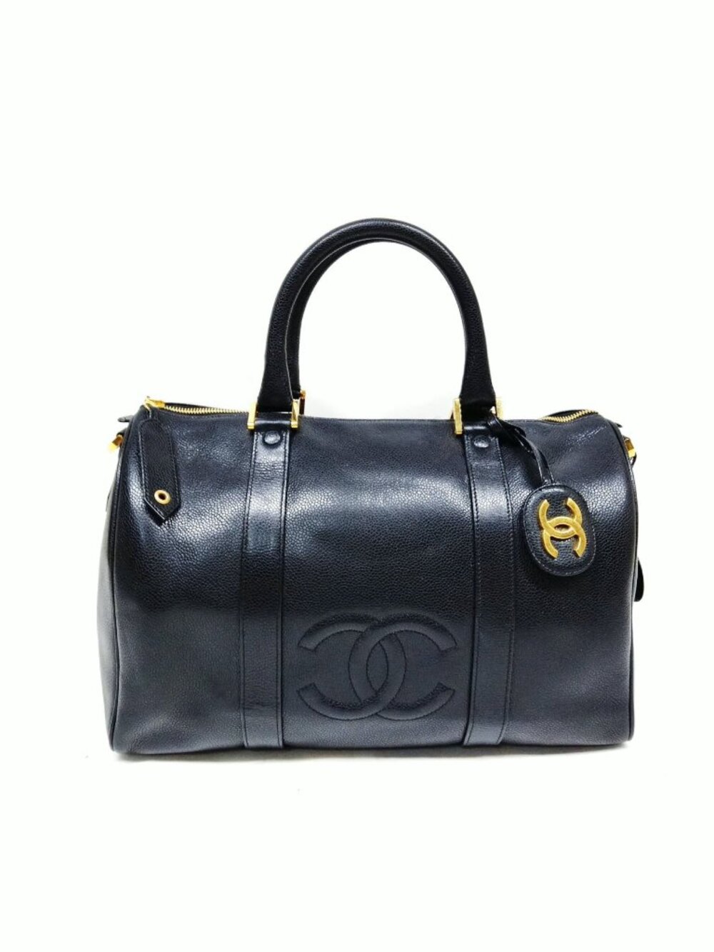 Authentic Chanel CC Boston Bag Black Caviar Leather Gold Hardware - Picture 2 of 16